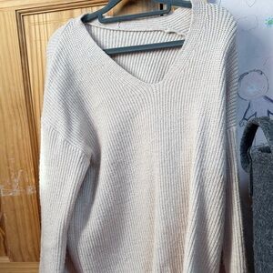 SHEIN Cream V-Neck Sweater
